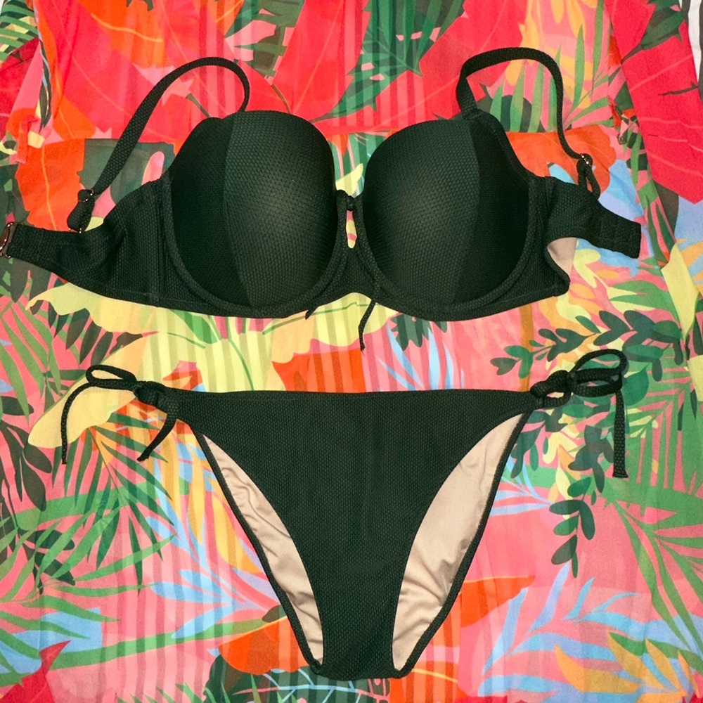 Hunter Green Textured Bikini